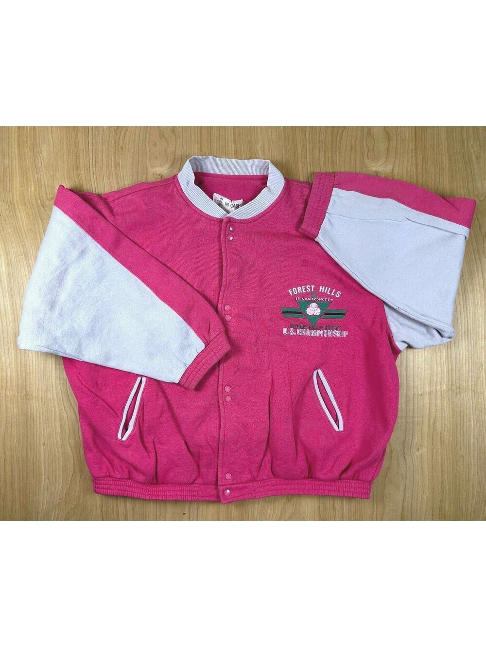Vintage 80s Forest Hills Sweatshirt sports snaps bomber jacket varsity athletic